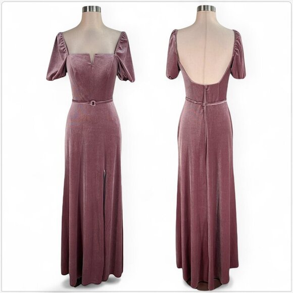 Morilee Mori Lee Desert Rose Velvet Stretch Pouf Sleeve Off Shoulder Dress NWT 4 - Picture 2 of 7